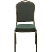 Flash Furniture 4 Pack HERCULES Series Crown Back Stacking Banquet Chair in Green Patterned Fabric - Gold Vein Frame