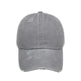 thumbnail image 4 of Toptie Women 3-Stripe Ponytail Baseball Cap Distressed Washed Messy High Bun Ponytail Hat-Grey, 4 of 7