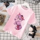 thumbnail image 3 of Camiseta rosa con estampado de gatos de dibujos animados para niños, camiseta de estilo occidental, manga corta para niños y niñas, ropa de Stranger Things, 3 of 5