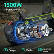 GOKEEP Electric Scooter for Adult, 1500W Peak Motor, 52V 20AH Battery, 11” Anti-Slip Off-Road Tires, Max 43mile, Foldable Escooter with NFC Smart Unlock&Turn Signals, Green