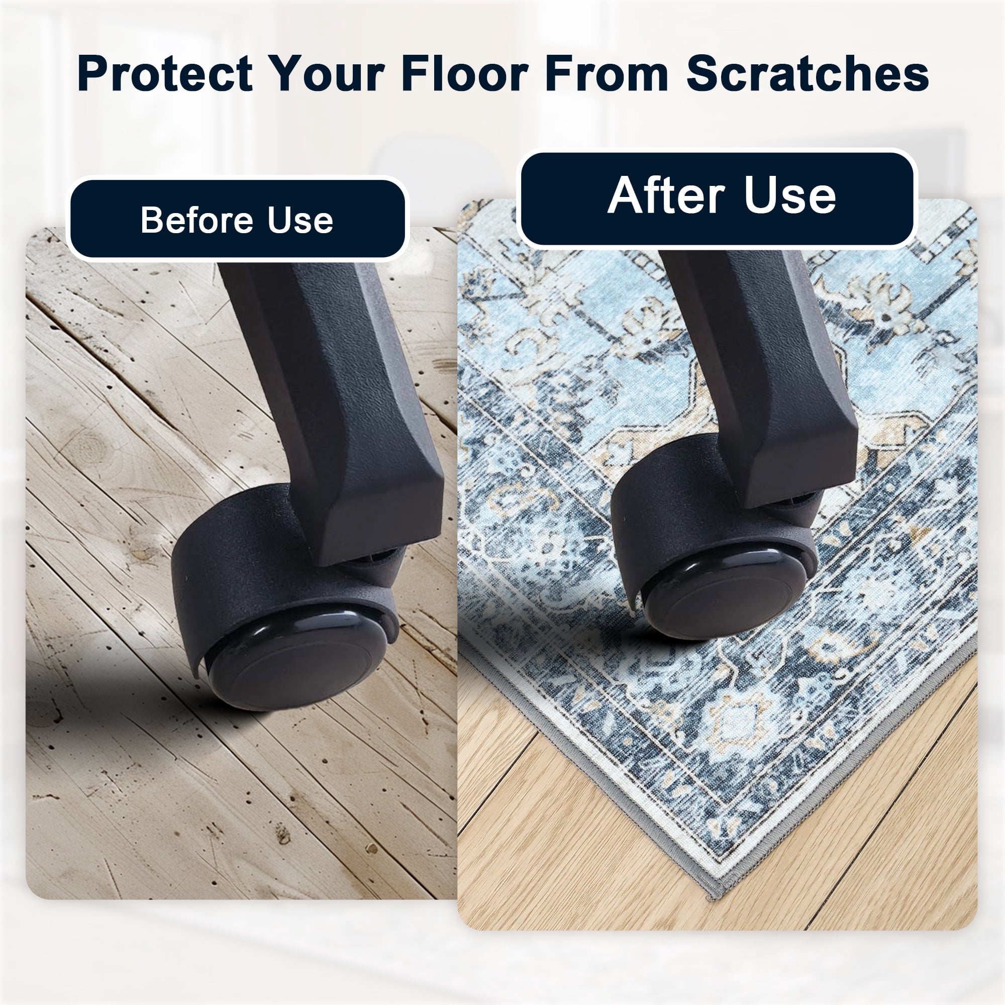 KUETH 36"X 48" Protective Flooring Office Chair Mat for Hardwood Floor and Tile Floor, Heavy Duty Desk Chair Mat for Carpets, Anti Slip Office Floor Mats for Rolling Chairs, Low Pile Under Desk Rug