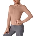 thumbnail image 6 of ZZwxWA Womens Slim Fit Lightweight Athletic Full Zip Stretchy Workout Running Track Jacket with Thumb Buttons, 6 of 6