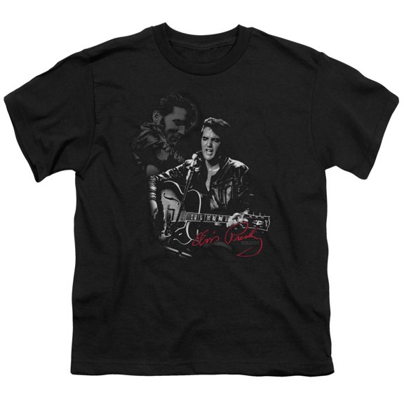 Trevco ELV577-YT-2 Elvis Presley & Show Stopper Youth 18-1 Short Sleeve T-Shirt, Black - Medium