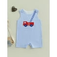 thumbnail image 3 of BemeyourBBs Baby Boy Summer Overalls Fire Engine Embroidery Round Neck Jumpsuit, 3 of 9