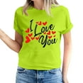thumbnail image 2 of Fesfesfes Women Tees Women's Valentine's Day Love Printed Short Sleeved T-shirt Top Short Sleeved Round Neck Top/Shirt Workout T Shirts for Women M(US:6), 2 of 6