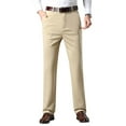 thumbnail image 5 of Mens Dress Pants with Pockets Straight Leg Mid Waisted Business Work Trousers Formal Slim-Fit Solid Color Breathable Golf Pant, 5 of 8