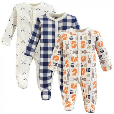 UPC: 0660168595024 | Hudson Baby Infant Boy Cotton Preemie Snap Sleep and Play 3pk  Forest  Preemie