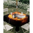 thumbnail image 2 of Outdoor Tablecloth with Umbrella Hole and Zipper Flame Baseball Square Tablecloths 54x54 Inch Waterproof Table Cloths Sports Black Patio Table Cover for Outdoor Tables Picnic BBQS Party Decor, 2 of 7