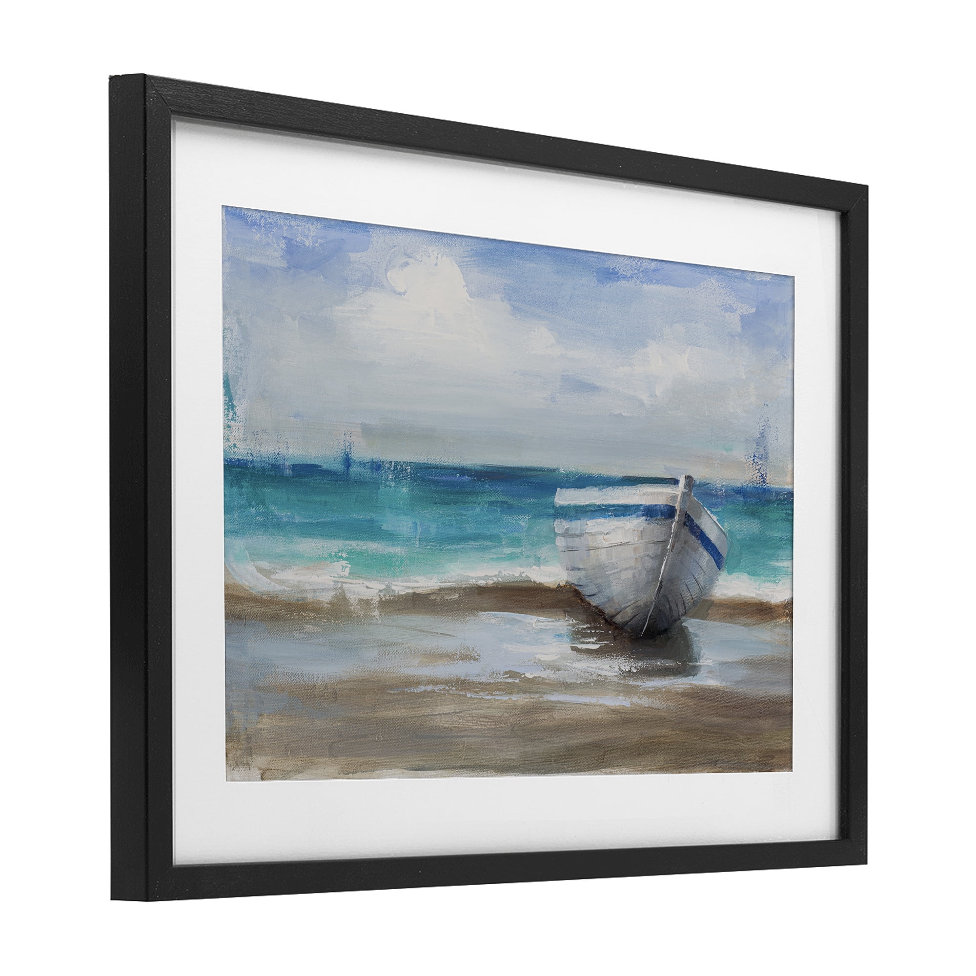 Stupell Industries Painterly Boat On The Shore Black Framed Print Under Glass, design by Cloverfield & Co.