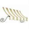 Awntech 4.38 Ft Charleston Sloped Fixed Awning with Scrolled Iron Arms (52.5in x 24in x 24in), Linen/White Stripe