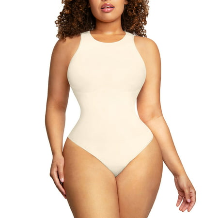 

Bodysuit for Women Tummy Control - Shapewear Racerback Top Clothing Seamless Body Sculpting Shaper High Neck - Skin XL/XXL