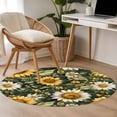 thumbnail image 4 of Round Rugs 3.3Ft, Summer Sunflowers Round Area Rug Washable Indoor Throw Carpet, Spring Floral Botanical Watercolor Soft Non Slip Circle Rug for Laundry Room Patio Home Decor Aesthetic, 4 of 8