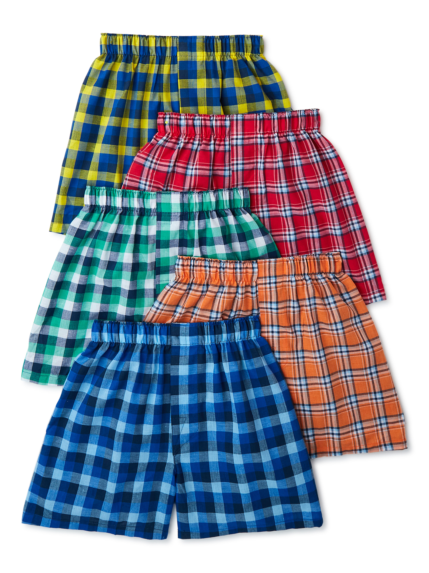 Wonder Nation Boys Plaid Woven Boxers, 5-Pack photo 1