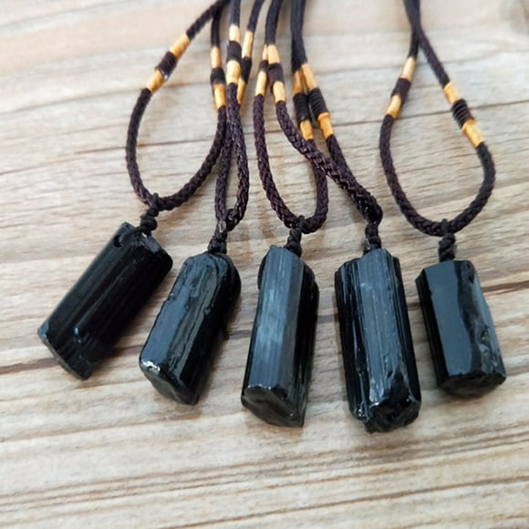 TidBay Rope Necklace Faux Tourmaline Stone Pillar Pendant Fashion Unisex Necklace Jewelry for Party