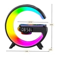 thumbnail image 7 of Wadan G-Shaped Table Lamp with Wireless Charging and Bluetooth Speaker, Alarm Clock, Night Light, Black, 7 of 7