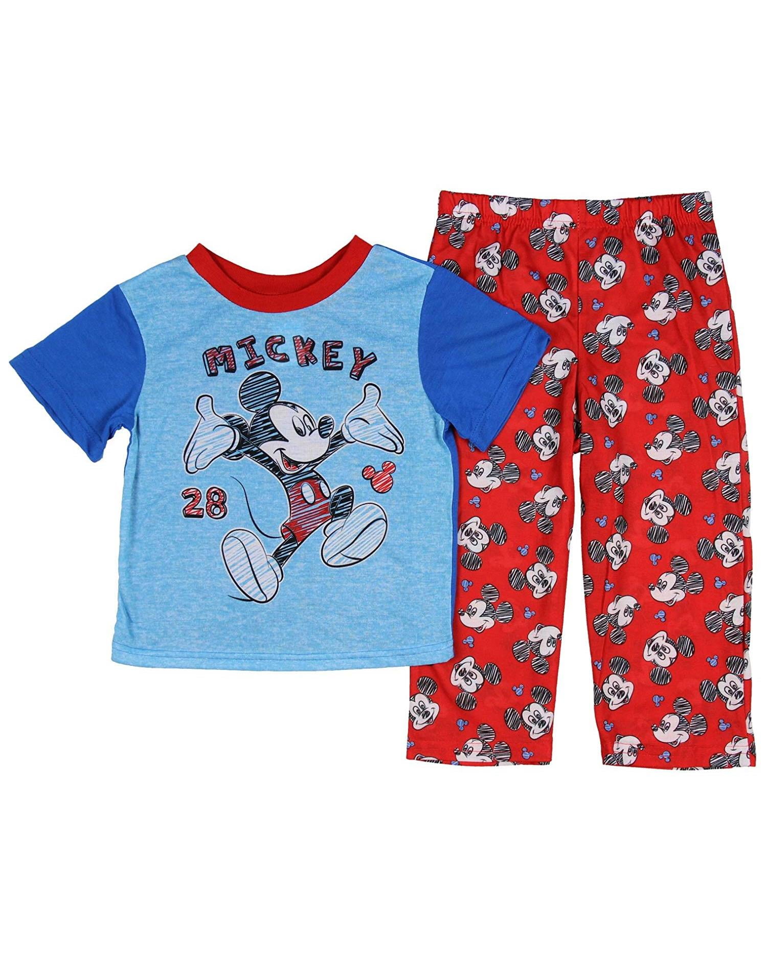 Disney Mickey Mouse Boys 2 piece Pajamas Pants Size 2T 3T 4T Plush Velour Fleece