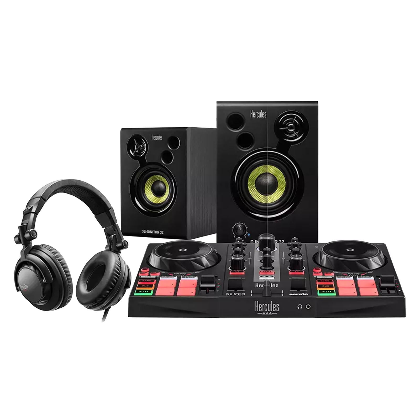 Hercules DJLearning Kit MK2 with DJ Controller, Monitor & Headphones with Desktop Stands Package