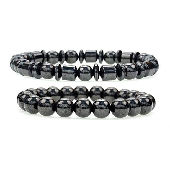 Unisex Hematite  Bracelets Mix Set of Two Hematite Jewelry for Men & Women