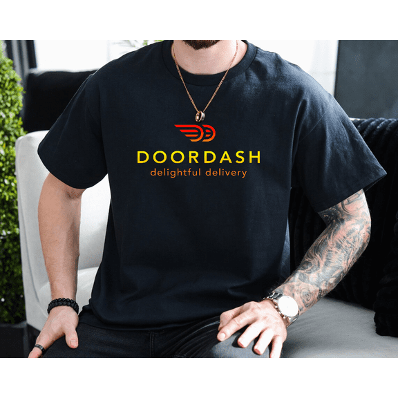 DoorDash Delivery Driver Service Brand Graphic Unisex T-Shirt, up to size 3XL.