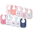 thumbnail image 4 of Hudson Baby Infant Girl Cotton Terry Drooler Bibs with Fiber Filling 10pk, Girl Fox, One Size, 4 of 5