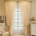 thumbnail image 4 of Innerwin Curtains Rod Pocket Drapes Treatments Solid Window Curtain Panel Luxury Light Filtering Linen Textured Home Decor Beige W:55"x H:104"/ 140cm*265cm, 4 of 8