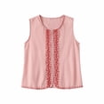 thumbnail image 7 of CQONEPT Women's Linen Embroidered Tank Tops Casual Sleeveless Crew Neck Blouse Vintage Boho Loose Summer Beach Casual Shirts Pink XXXL, 7 of 7