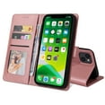 thumbnail image 3 of Feishell Case for Apple iPhone 13 6.1 inch,Premium PU Leather Magnetic Clasp Folio Flip Kickstand Shockproof Wallet ID Credit Card Slots Cash Pocket Phone Case,Rosegold, 3 of 12