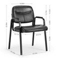 thumbnail image 5 of Guest Chair, Reception Chair with Fixed PU Leather Padded Armrests for Office Waiting Room, Black, 1 Pack, 5 of 7
