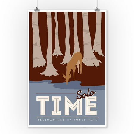 Yellowstone National Park - Solo Time - Lantern Press Artwork (9x12 Art Print, Wall Decor Travel