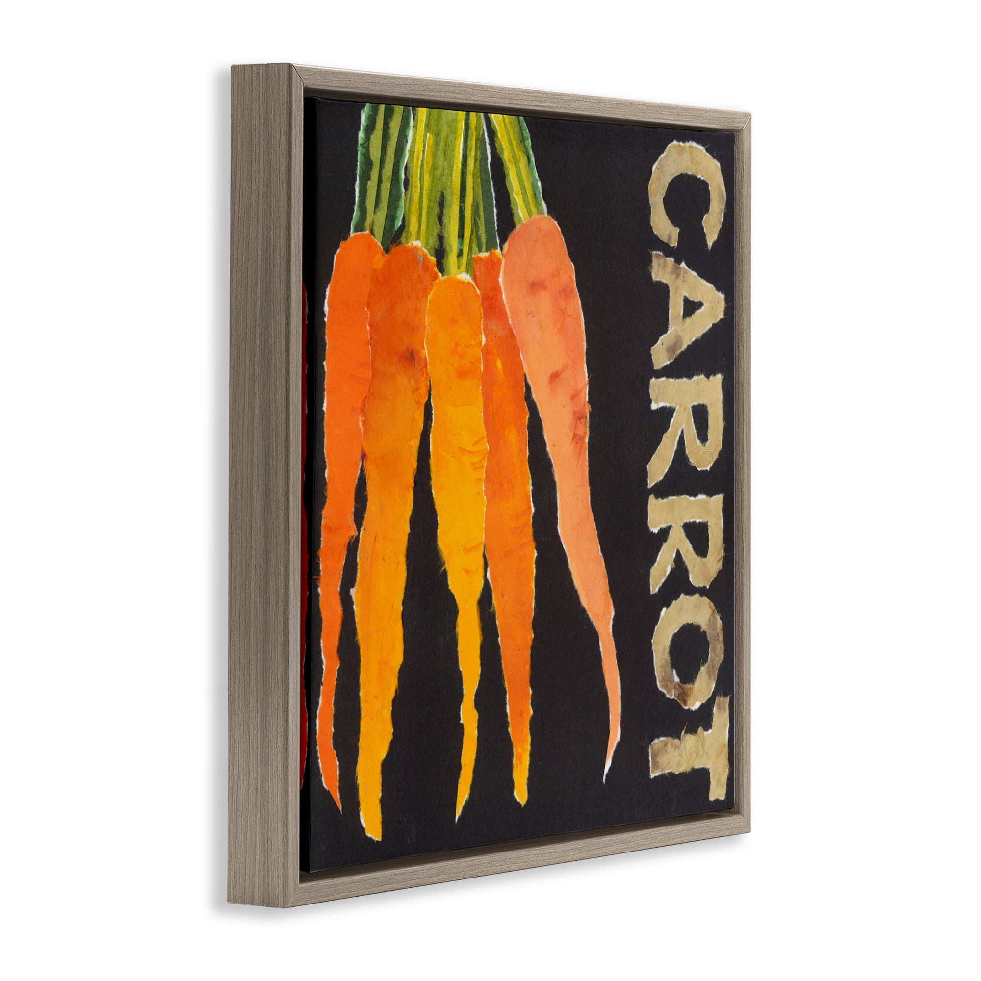Stupell Industries Carrot Root Vegetable Brown Framed Floater Canvas Wall Art, design by Nancy Overton
