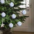 thumbnail image 5 of 4PCS Snowy Christmas Tree Ornaments - 3.14" Frosted White Linen Effect Baubles for Xmas Decor, Winter Weddings & Holiday Party Decorations, 5 of 5