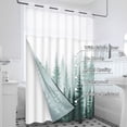 thumbnail image 4 of Ikfashoni Hookless Shower Curtain with Snap in Liner, Green Forests No Hook Waterproof Bath Curtain, 71"X74", 4 of 9