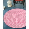 thumbnail image 4 of Unique Loom Outdoor Trellis Collection Area Rug - Tribal Trellis (4' 1" Round Fuschia/Gray), 4 of 7