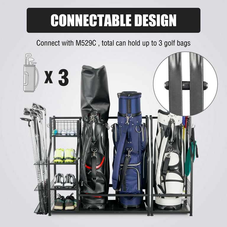 Mythinglogic Golf Storage Garage Organizer, Golf Bag Storage Stand and  Other Golfing Equipment Rack, Extra Storage Rack for Golf Clubs 