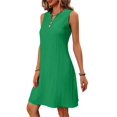 thumbnail image 2 of Women Summer Dresses for Island Vacation Sleeveless V Neck Tunic Dress Casual Beach Sundress Green M, 2 of 9