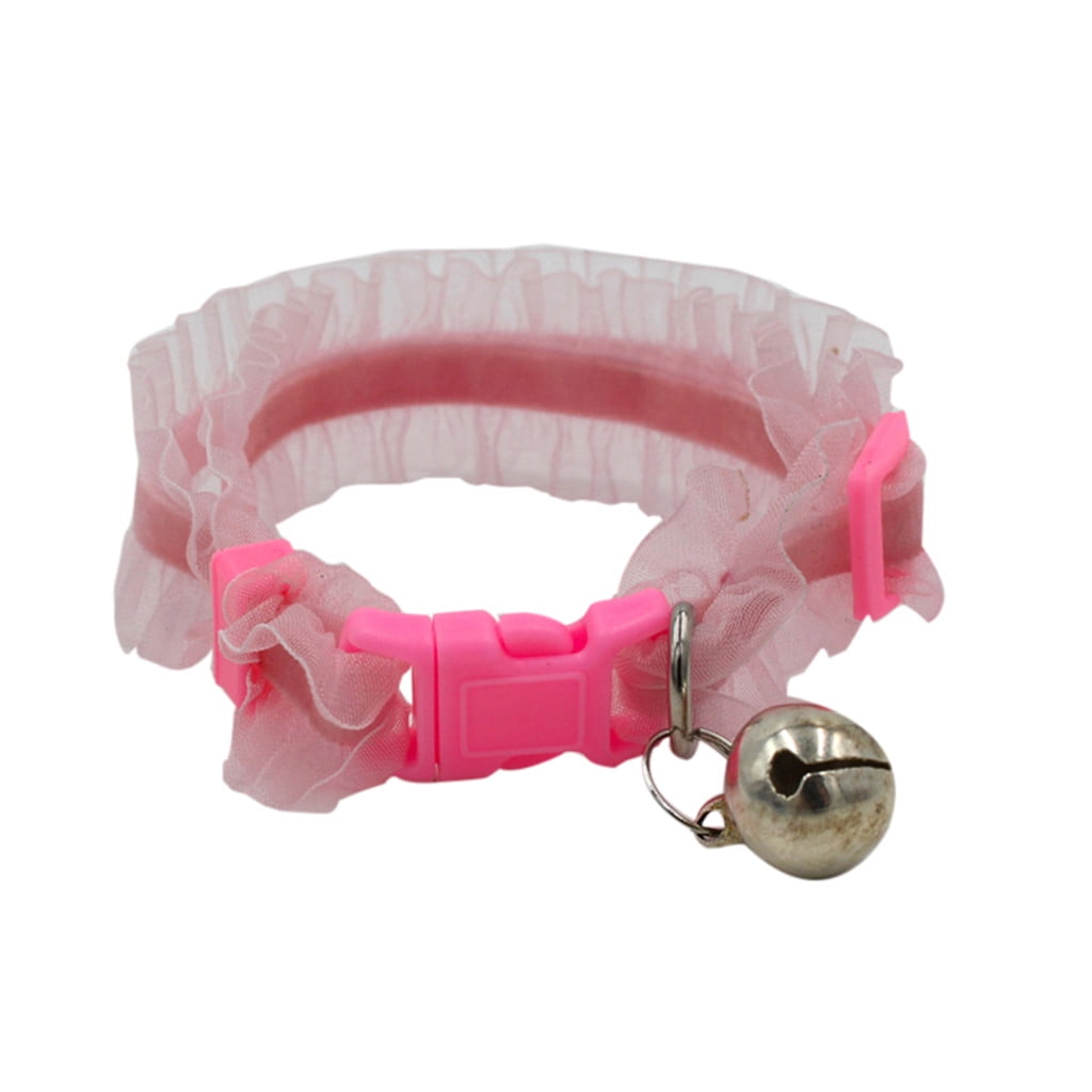 Roseonmyhand Dog Puppy Pet Cat Collars Lace Ruffle Button Socket Collar With Bell