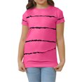 thumbnail image 3 of Langwyqu Girls Casual Short Sleeve Striped T Shirts Kids Loose Tees Size 4-15, 3 of 5