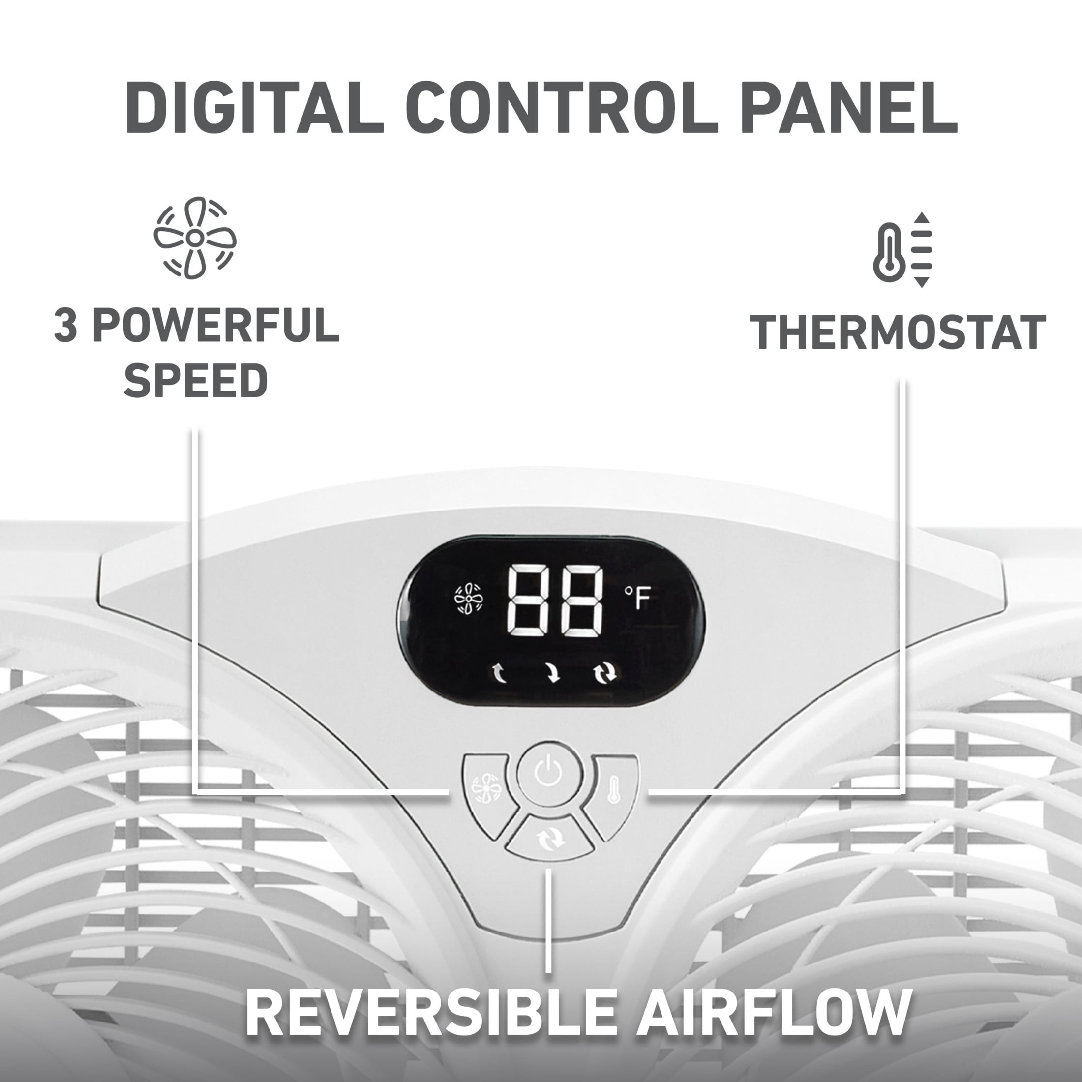 Holmes 9 Inch Digital Window Fan 3 Speed Thermostat Remote Reversible Twin Blades White