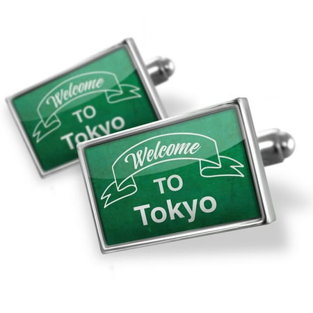 Cufflinks Green Sign Welcome To Tokyo - NEONBLOND