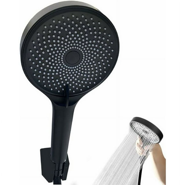 Cabezal de ducha negro, cabezal de ducha premium, cabezal de ducha de alta presión, agua S