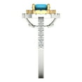 thumbnail image 3 of Clara Pucci 14K White/Yellow Gold Solid Gold Turquoise Halo Anniversary Ring for Women - 1.615 cttw Round Cut, 3 of 8