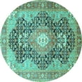 thumbnail image 1 of Ahgly Company Indoor Round Medallion Turquoise Blue Traditional Area Rugs, 8' Round, 1 of 4