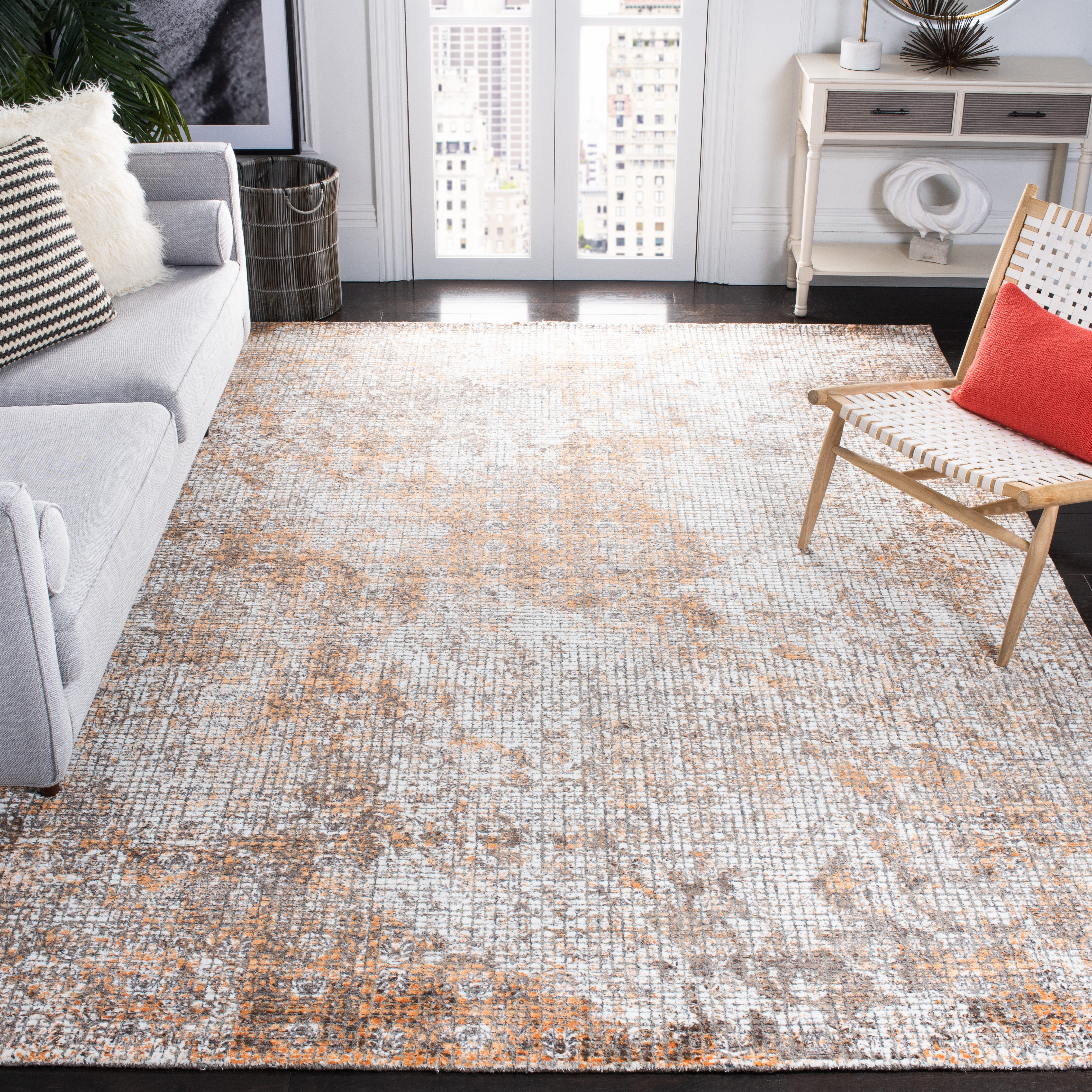 SAFAVIEH Restoration Vintage Kodey Abstract Area Rug, Rust/Orange, 8' x 10'