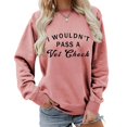 thumbnail image 2 of Arlun I Wouldn't Pass a Vet Check Sweatshirts Womens Cute Crewneck Funny Letter Printed No Hood Pullovers Long Sleeve Comfort Casual Fall Thin Tops Pink XL, 2 of 4