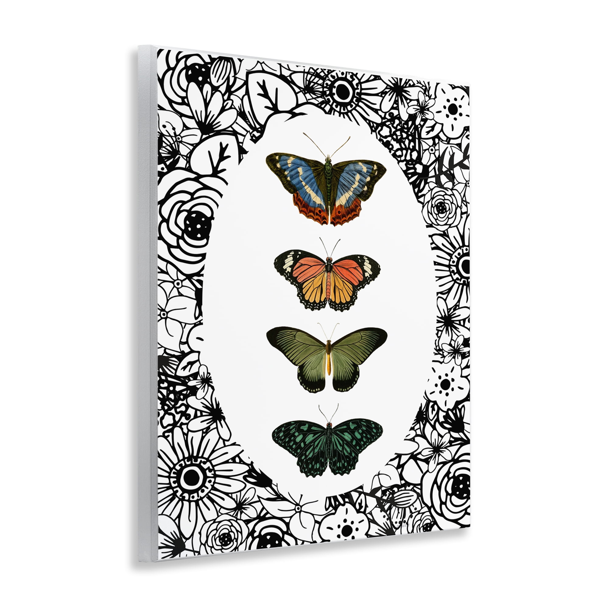 Stupell Industries Floral Border Butterfly Lineup Wall Plaque Art, design by Dan Meneely