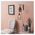thumbnail image 4 of Industrial Pulley Design Black Wall Sconce Pendant Lamp Kit with Wire Cage Shade, Iron Bracket, Pulley, 10" Fabric Plug in Cord, Socket with ON/Off & Edison LED Light Bulb, 4 of 6