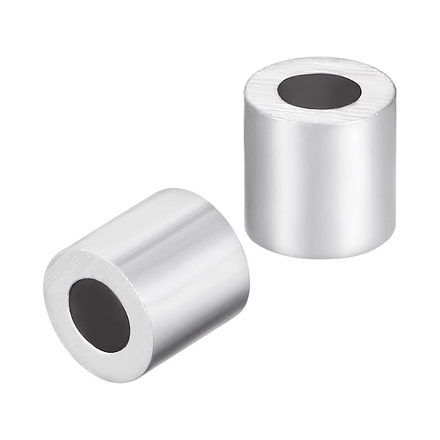 Unique Bargains M3 Aluminum Sleeve Crimp 3mm(1/8 In) Steel Wire Rope Button Stop 100 Pcs