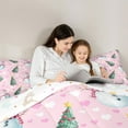thumbnail image 4 of Feelyou Winter Pink Snowman Twin Bedding Sets 7-Piece, Merry Christmas Bedding Comforter Set, Western Festival Holiday Reversible Sheet Sets, Luxury Bedroom Decor, 4 of 7