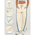 thumbnail image 2 of Women's Baggy Wide Leg Pants Casual Drawstring Elastic Waisted Contrast Color Workout Y2K Track Pants, 2 of 4