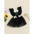 thumbnail image 4 of RUINIXCW Toddler Baby Girl Halloween Outfit Newborn Infant Baby Girls Witch Costume Summer Fall Romper Dress Flutter Sleeve Square Neck Tulle Dress, 4 of 9